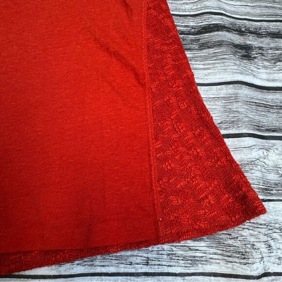 Anthrolologie Brand Women Knit Jersey T Tee Shirt Bright Orange Red M Med Medium - Picture 8 of 13